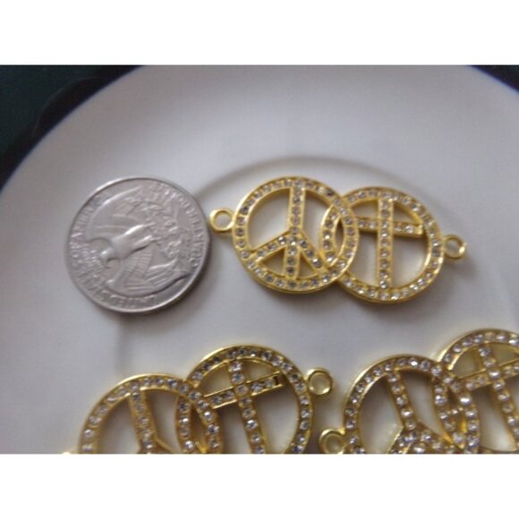 Clear Rhinestone Peace Sign & Cross Connector Set - Picture 2 of 2